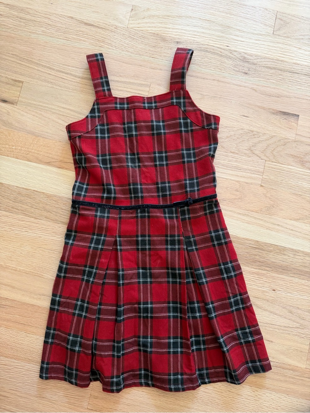 abercrombie kids Red Plaid Sleeveless Pleated Dress